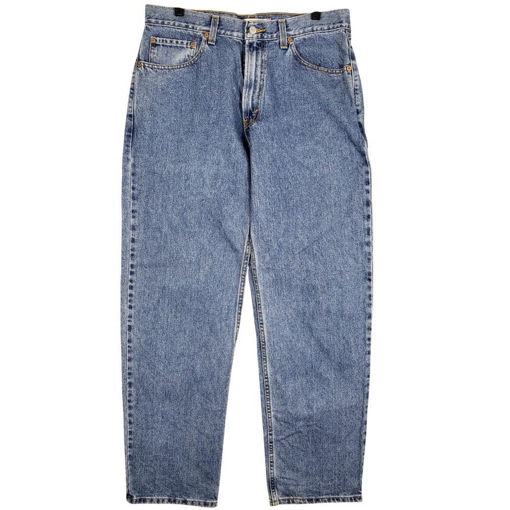 Levis 550 Jeans Mens W34 L32 Blue Relaxed Fit Denim Pants Y2K Black Batwing